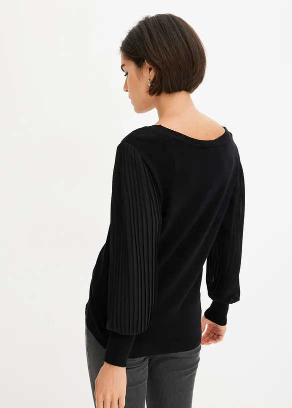 Pull &agrave; manches pliss&eacute;es, bonprix