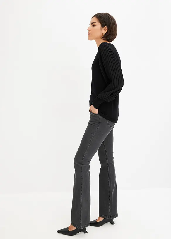 Pull &agrave; manches pliss&eacute;es, bonprix