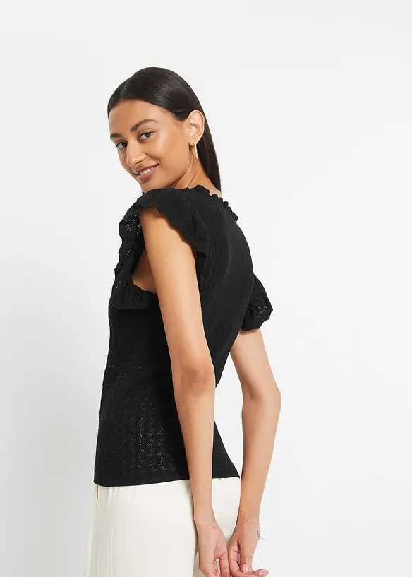 T-shirt doux en maille de viscose m&eacute;lang&eacute;e, bonprix