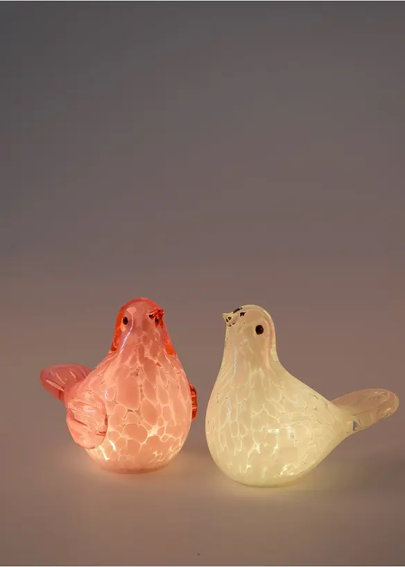 Lot de 2 oiseaux d&eacute;co LED, bonprix