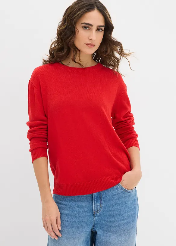 Pull col rond en maille, bonprix