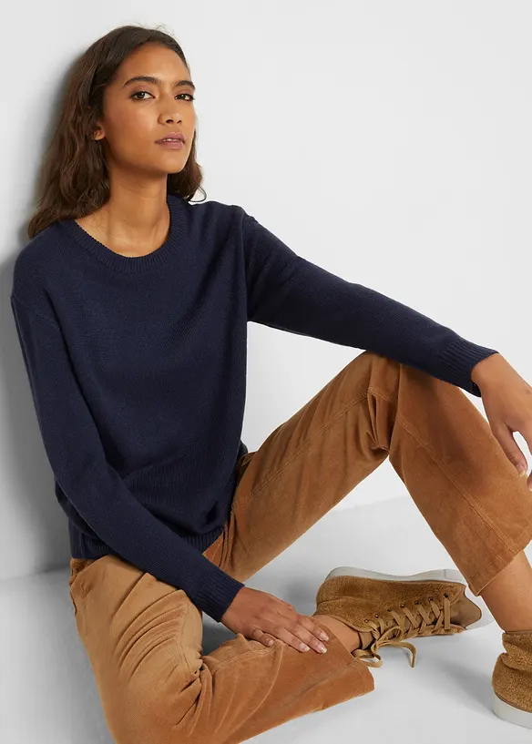 Pull col rond en maille, bonprix