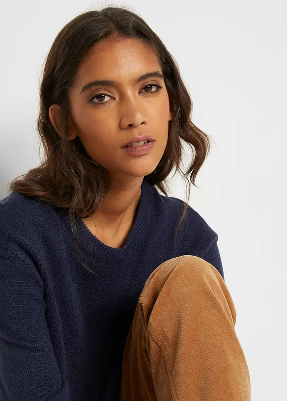 Pull col rond en maille, bonprix