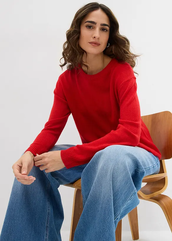 Pull col rond en maille, bonprix