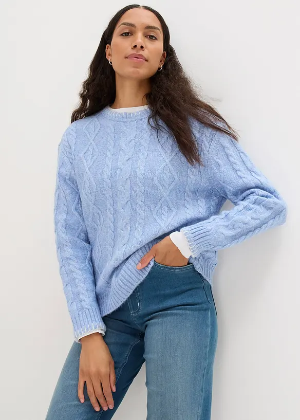 Pull en grosse maille torsad&eacute;e, bonprix