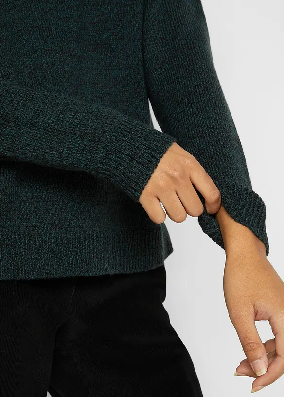 Pull en maille chin&eacute;e &agrave; col rond, bonprix