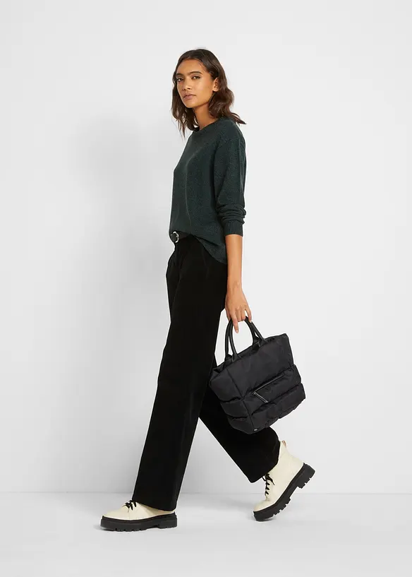 Pull en maille chin&eacute;e &agrave; col rond, bonprix