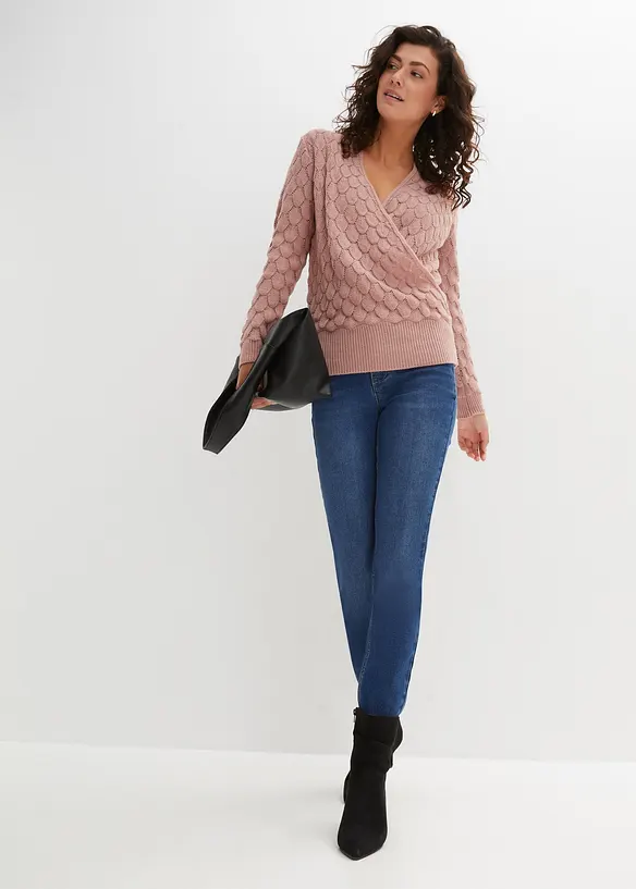 Pull ajour&eacute; style cache-c&oelig;ur, bonprix