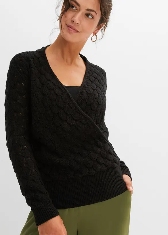 Pull ajour&eacute; style cache-c&oelig;ur, bonprix