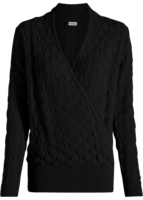 Pull ajour&eacute; style cache-c&oelig;ur, bonprix