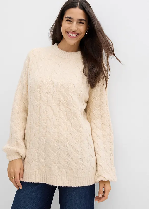 Pull oversize &agrave; motif torsad&eacute;, bonprix
