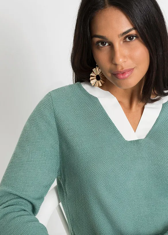 Pull en fine maille avec empi&egrave;cement chemisier, bonprix