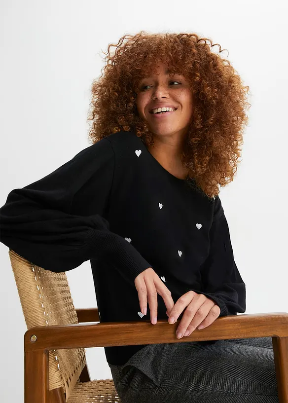 Pull en fine maille de viscose m&eacute;lang&eacute;e, bonprix