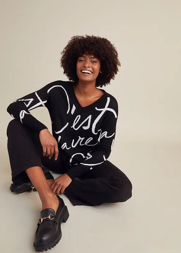 Pull avec inscription, bonprix