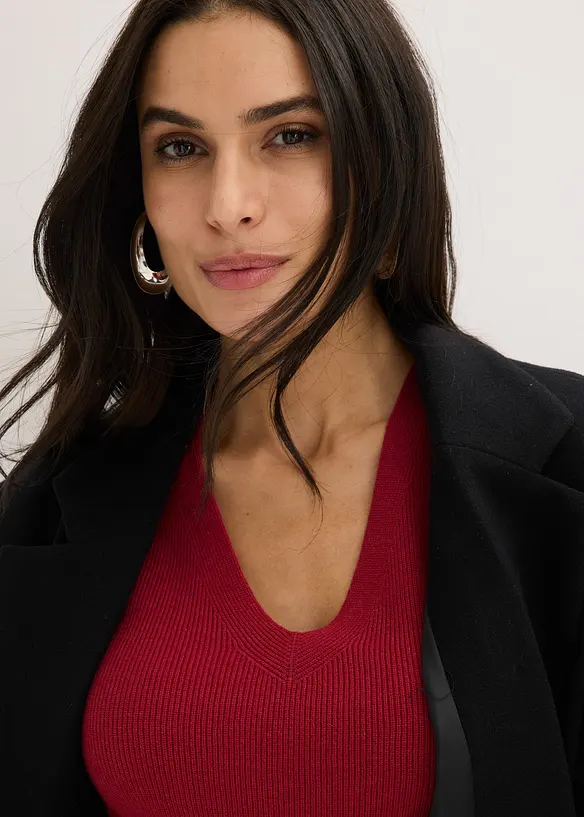 Pull manches courtes c&ocirc;tel&eacute;, bonprix