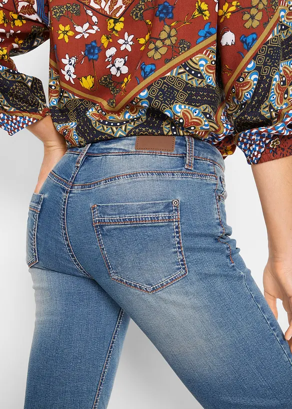 Jean droit taille mi-haute, extensible, bonprix