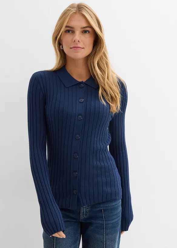 Gilet en maille c&ocirc;tel&eacute;e, bonprix