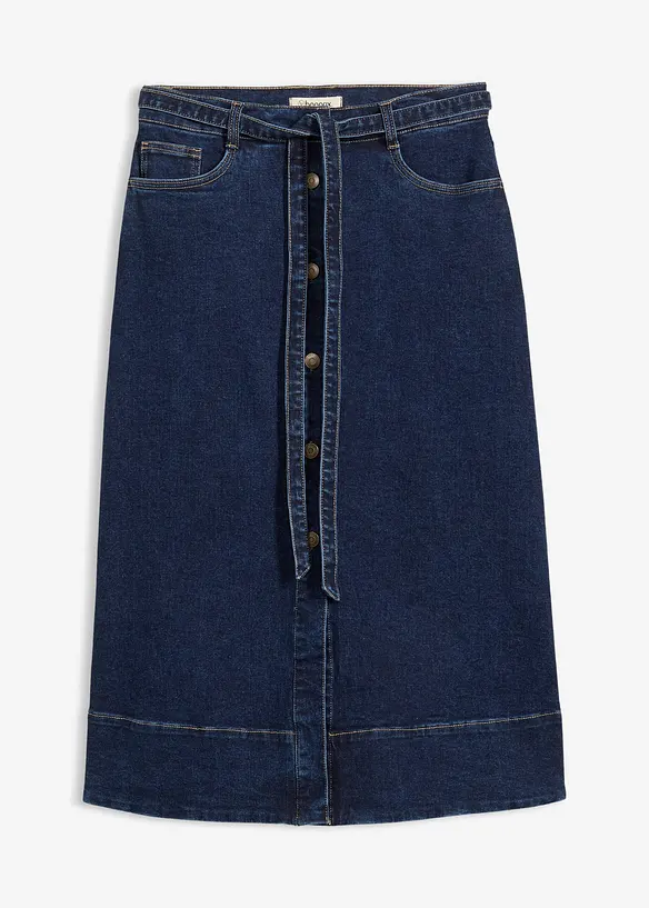 Jupe midi en jean avec boutons, bonprix