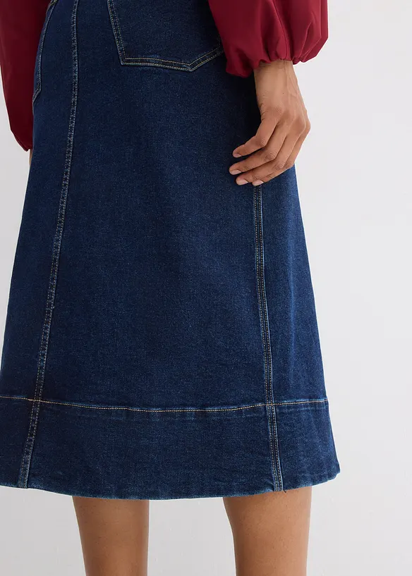 Jupe midi en jean avec boutons, bonprix