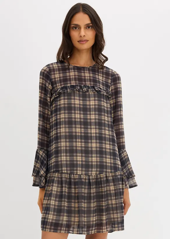 Robe en mousseline &agrave; volants, bonprix