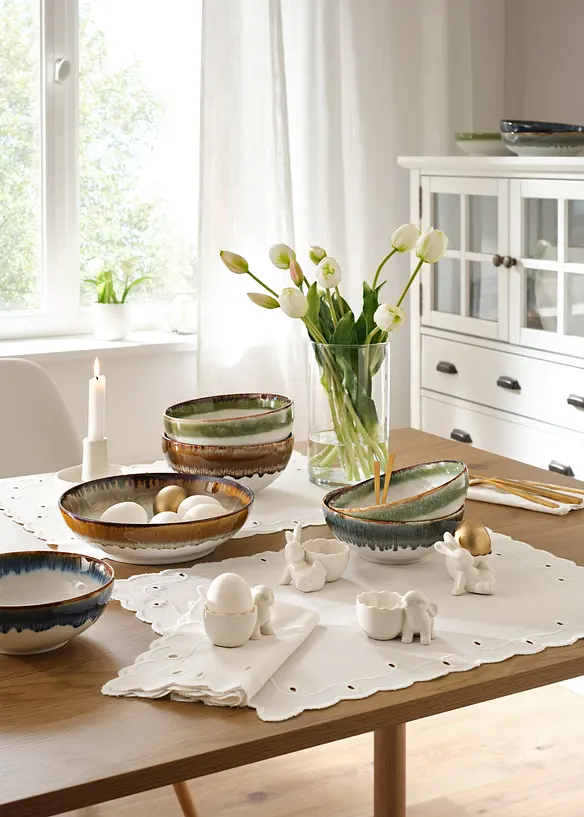 Lot de 2 sets de table en coton avec broderies, bonprix