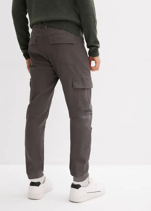 Pantalon cargo loose 100% coton, fusel&eacute;, bonprix