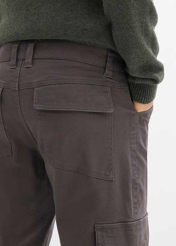 Pantalon cargo loose 100% coton, fusel&eacute;, bonprix