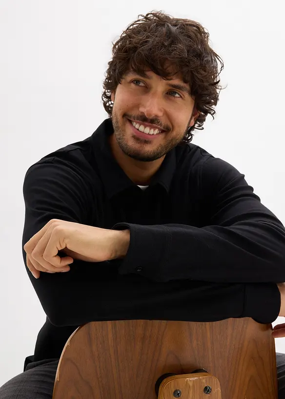 Polo manches longues slim, tr&egrave;s doux, bonprix