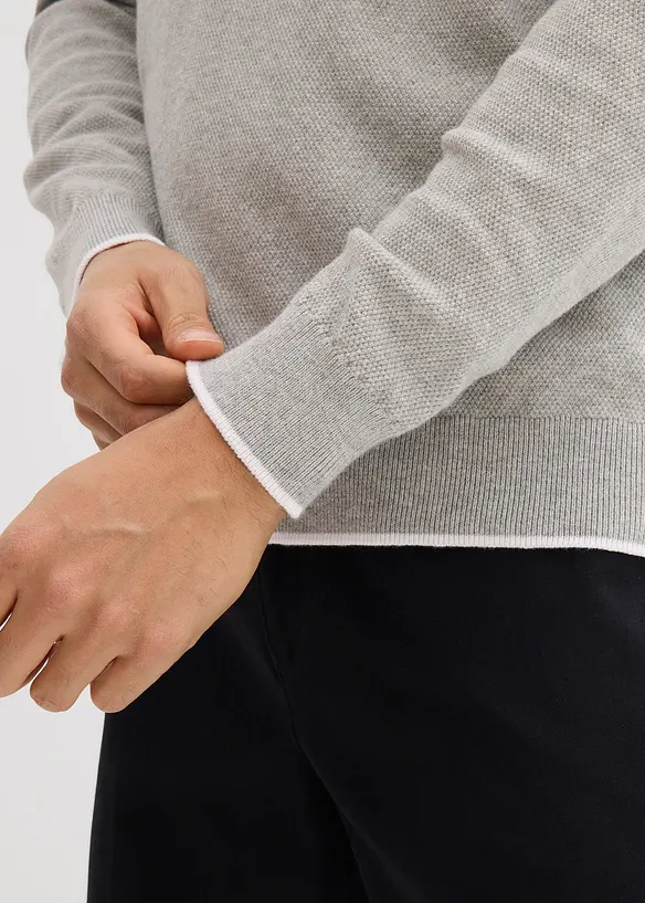 Pull en fine maille &agrave; col double, bonprix