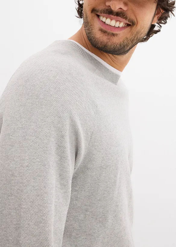 Pull en fine maille &agrave; col double, bonprix