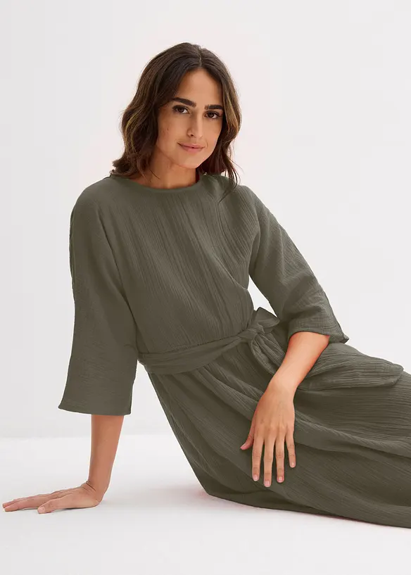 Robe midi en coton doux, bonprix