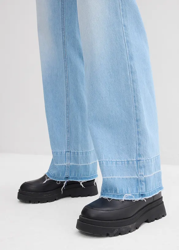 Jean large taille mi-haute, 100% coton, bonprix