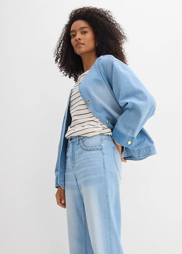 Jean large taille mi-haute, 100% coton, bonprix