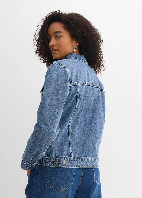 Veste en jean &agrave; d&eacute;tail tress&eacute;, bonprix