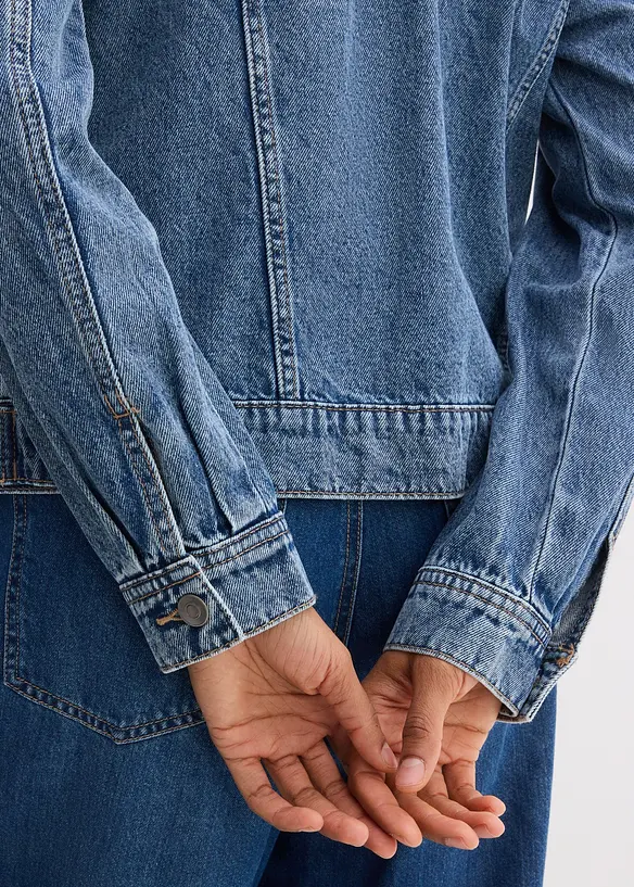 Veste en jean &agrave; d&eacute;tail tress&eacute;, bonprix