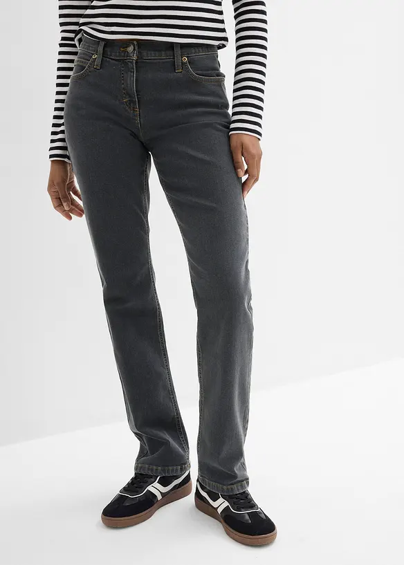 Jean droit taille mi-haute, extensible, bonprix