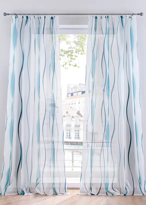 Voilage imprim&eacute; vagues (1 pce), bonprix