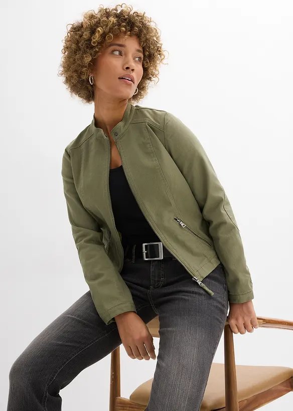 Veste en coton twill avec empi&egrave;cements lat&eacute;raux extensibles, bonprix