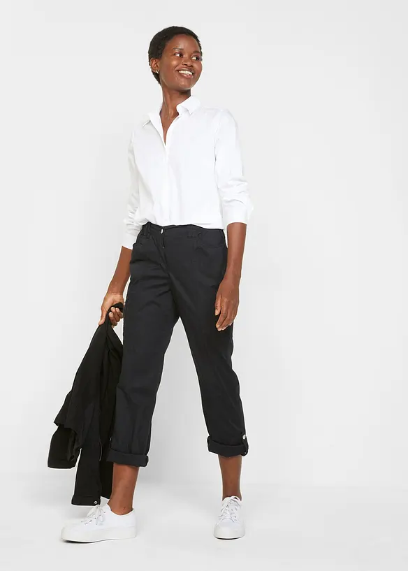 Veste en coton twill avec empi&egrave;cements lat&eacute;raux extensibles, bonprix