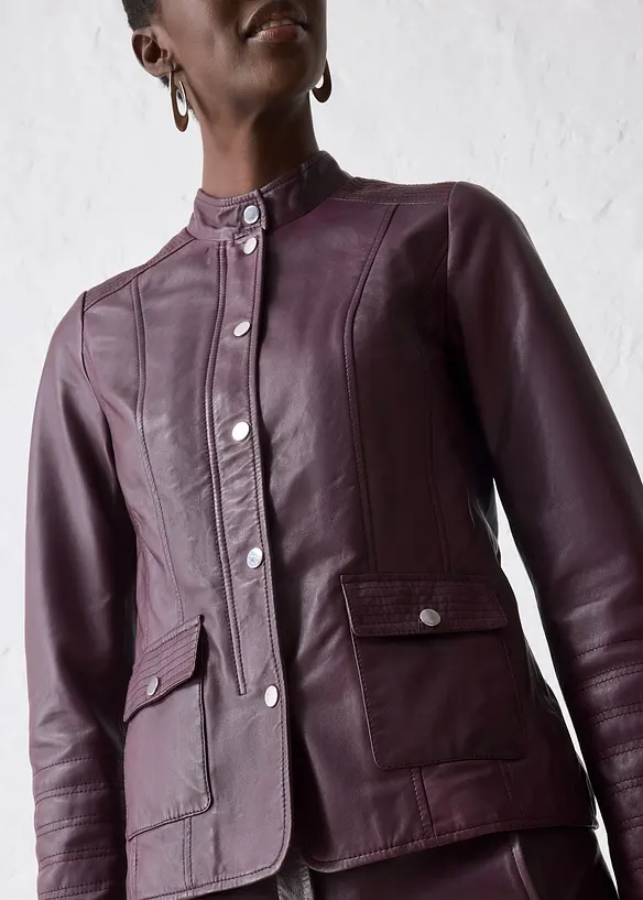 Veste en cuir nappa d&rsquo;agneau, bonprix