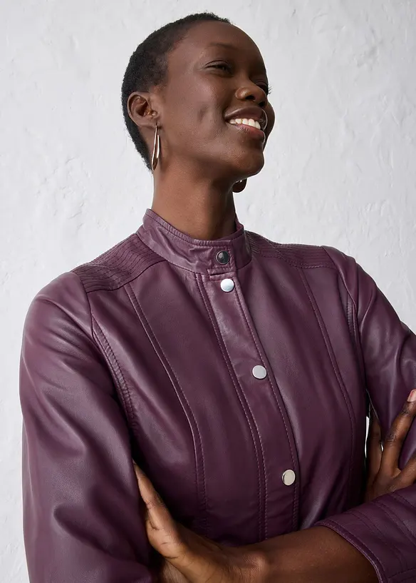 Veste en cuir nappa d&rsquo;agneau, bonprix