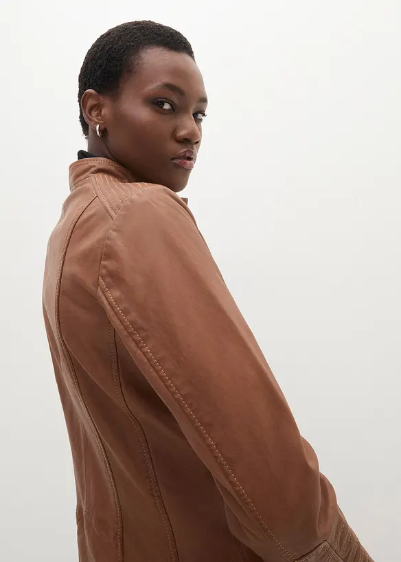 Veste en cuir nappa d&rsquo;agneau, bonprix