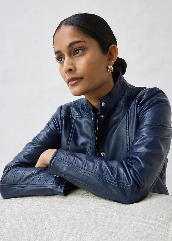 Veste en cuir nappa d&rsquo;agneau, bonprix