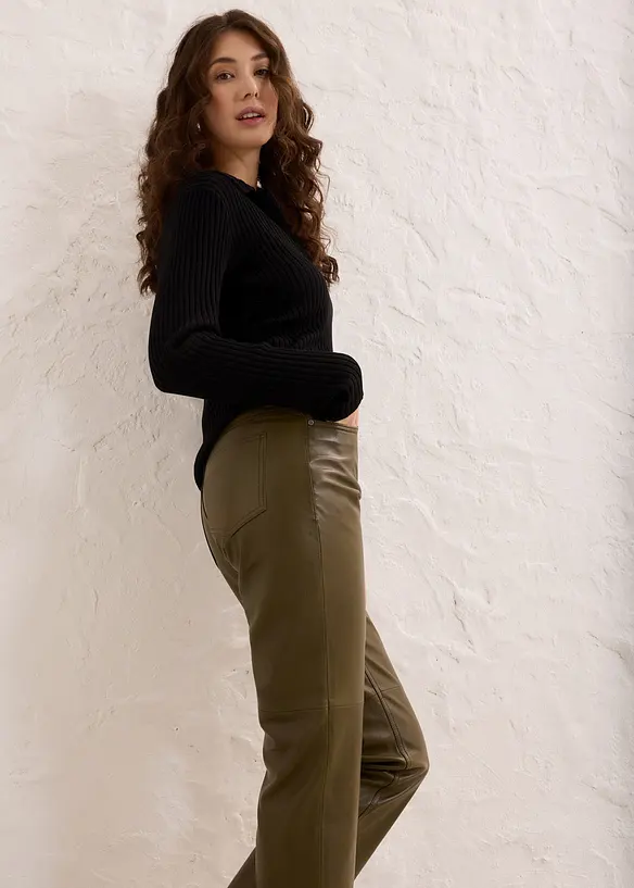 Pantalon en cuir d&rsquo;agneau nappa, bonprix