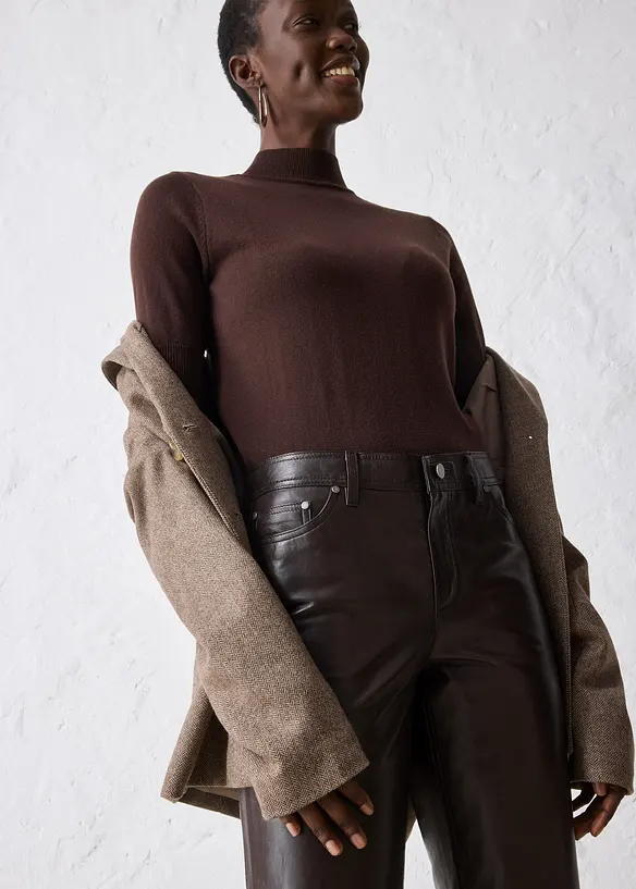 Pantalon en cuir d&rsquo;agneau nappa, bonprix