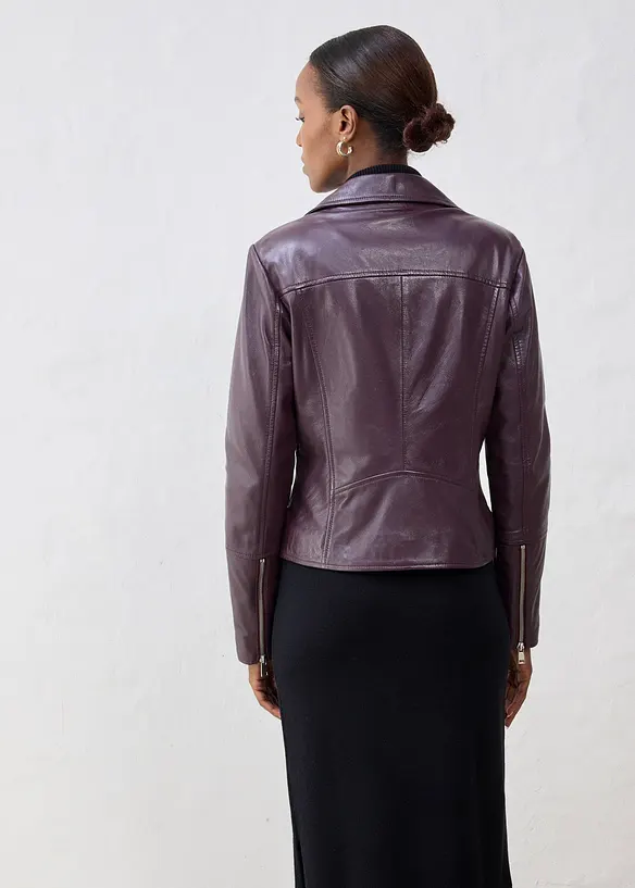 Veste biker en cuir nappa d&rsquo;agneau, bonprix