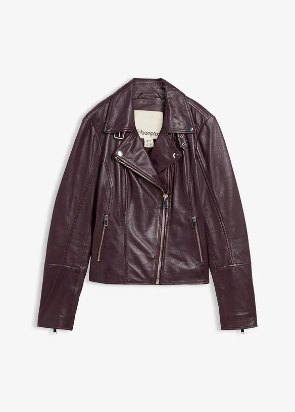 Veste biker en cuir nappa d&rsquo;agneau, bonprix