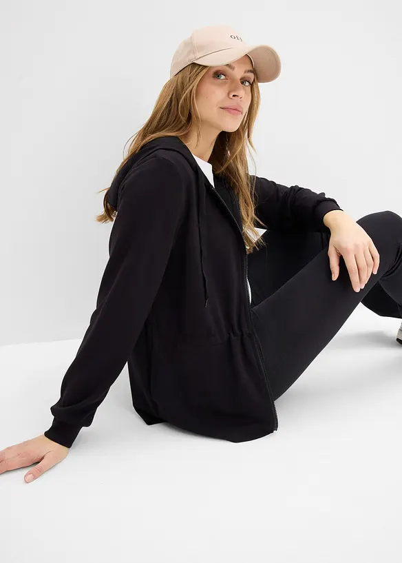 Sweat zipp&eacute; &agrave; capuche, extensible, bonprix