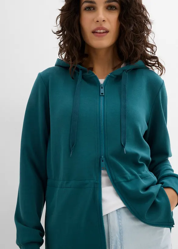 Sweat zipp&eacute; &agrave; capuche, extensible, bonprix