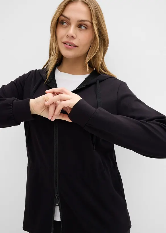 Sweat zipp&eacute; &agrave; capuche, extensible, bonprix